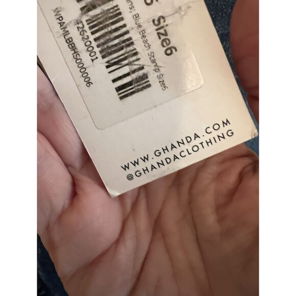 Ghanda Jeans Size 6 Ying Yang Beach Stamp Blue Wide Leg - Picture 11 of 16